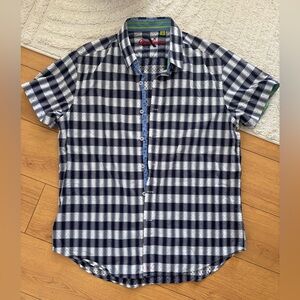 Robert Graham Navy and White Plaid Shirt